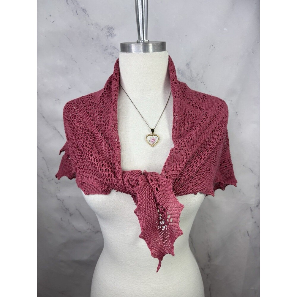 Vtg Laura Ashley Pointelle Crochet Knit Scarf Shawl Great Britain Cottagecore UK - Picture 8 of 13